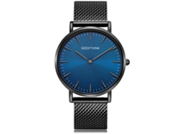 Reloj De Acero Inoxidable Para Hombre Con Correa De Malla Y Esfera Redonda Azul