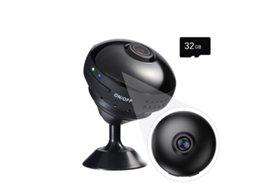Câmera panorâmica, com cartão de memória de 32 GB, grande angular de 170°, compatível com Android/iPhone, preta Bestvite