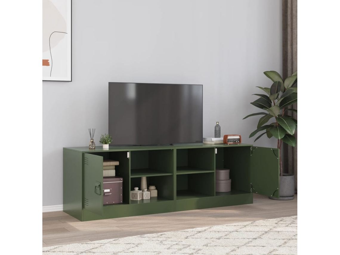 Vidaxl Móveis De Tv 2 Pcs 67x39x44 Cm Aço Verde Azeitona