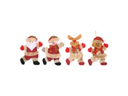 Decoração De Natal Laxiscreed Com 4 Bonecos Festivos: Papai Noel, Neve, Rena E Urso Em Tecido