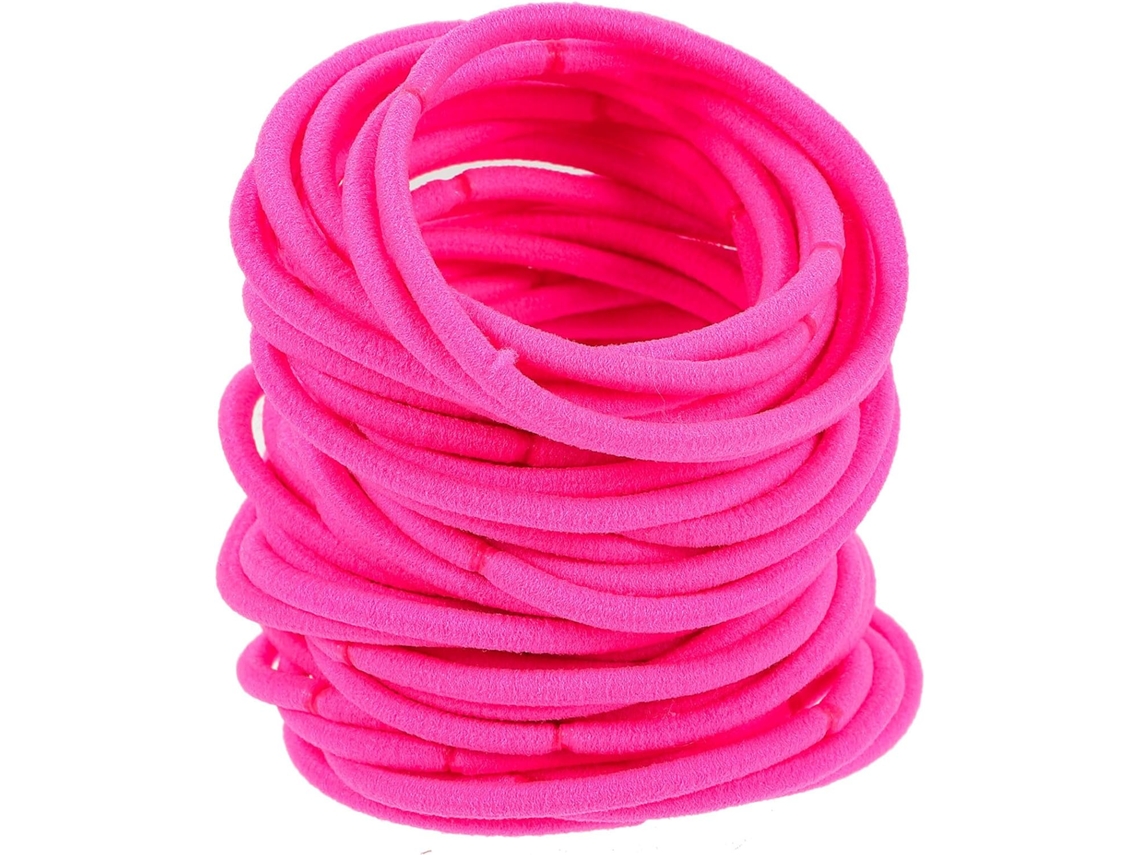 50 unidades de elásticos de cabelo em nylon não metálico, de alta elasticidade e resistência.
