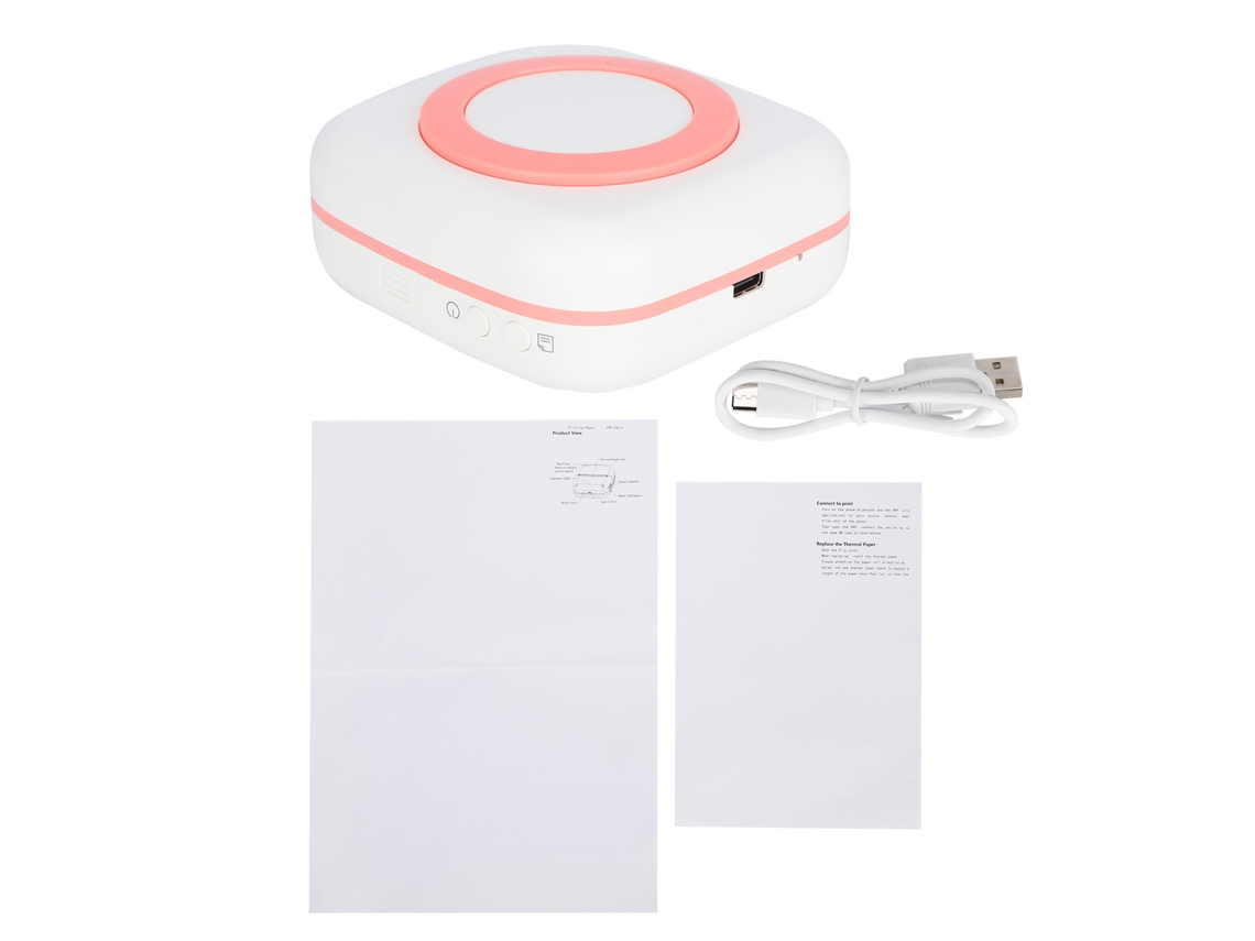 Impressora Mini 200dpi Portátil 8.8x8.5x3.7cm Dispositivo de Impressão Térmica Type c com Bateria 800mah (rosa)