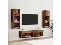 Vidaxl Unidade De Tv De Parede 6 Pcs Madeira Antiga Madeira Processada