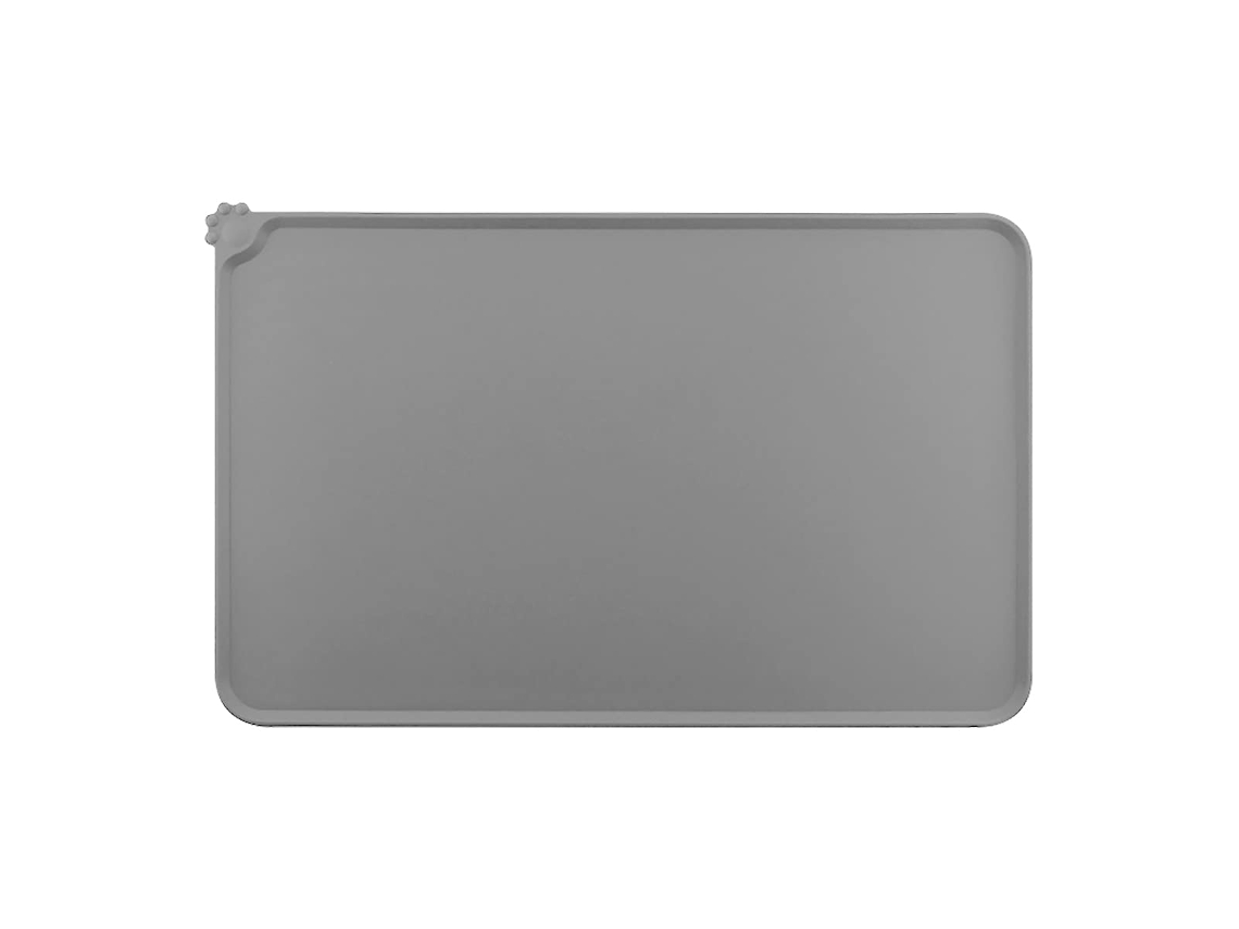 Tapete para Alimentação de Cães e Gatos, Porta tigelas, Silicone Impermeável Antiderrapante Cinza AQUAFORGE