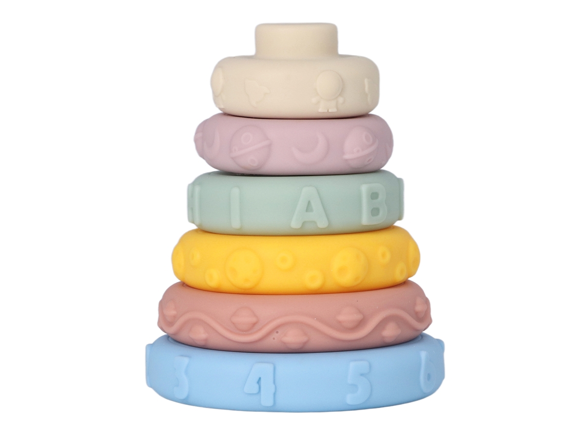Primerox 6 Anéis de Empilhamento Sensorial Macios para Bebê com Sons Educativo 3+ Anos