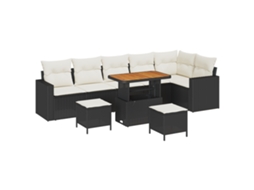Conjunto 9 Móveis De Jardim Vidaxl Preto Vime Pe (90 X 55 X 71 Cm)