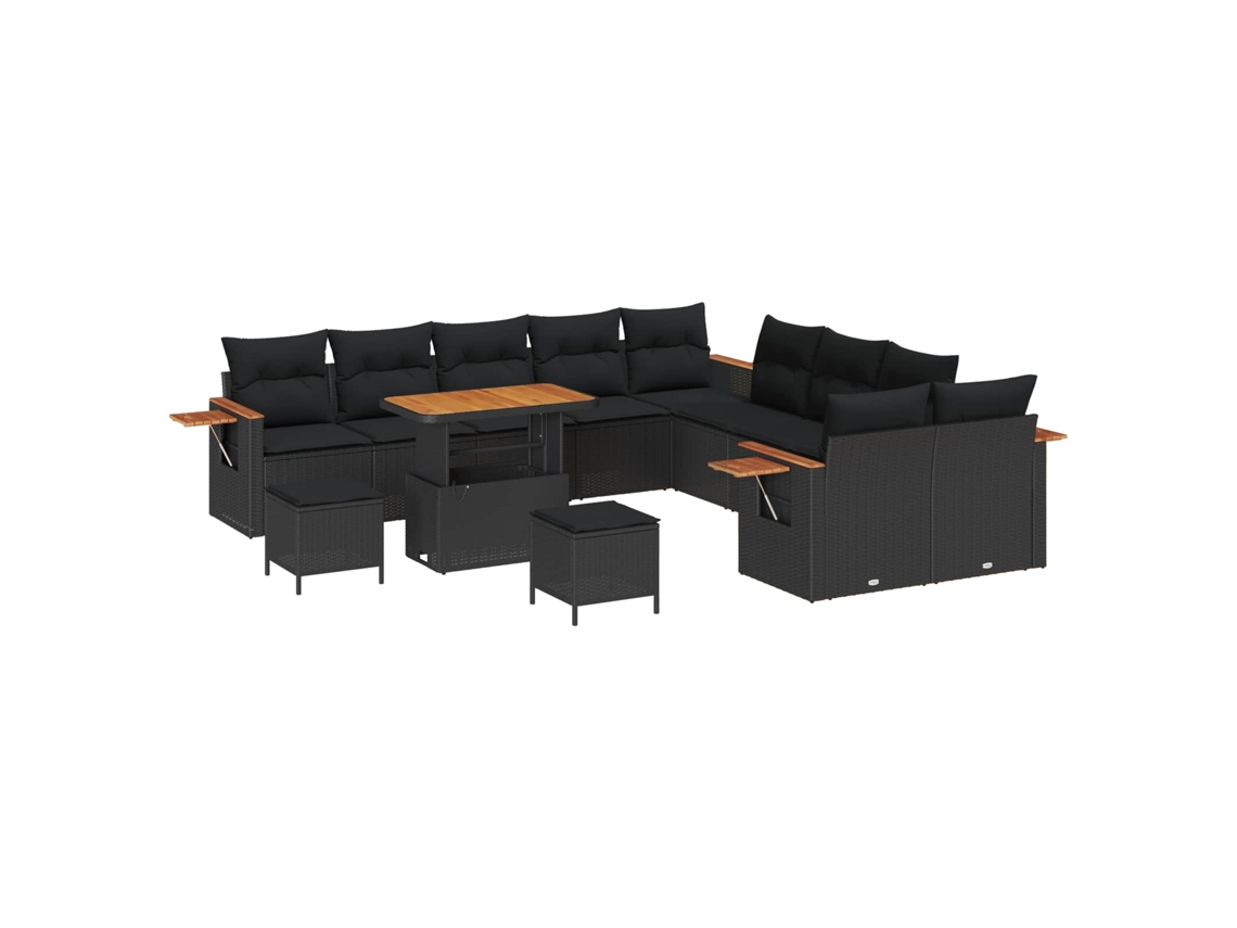 Maison Exclusive - Conjunto De Sofá De Jardim Com Almofada 13 Pcs Preto