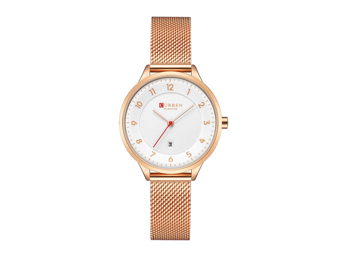 Relógio de Quartzo, Mostrador elegante e simples, pulseira de malha metálica, MDUG