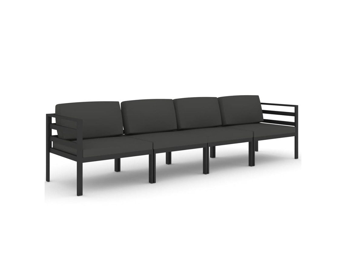 Conjunto de 4 Lounge Jardim com Almofadões em Alumínio Antracite MAISON EXCLUSIVE