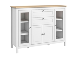 Armário CHEZMOI de cozinha com buffet, amplo espaço, prateleiras ajustáveis (76x40x183cm), branco