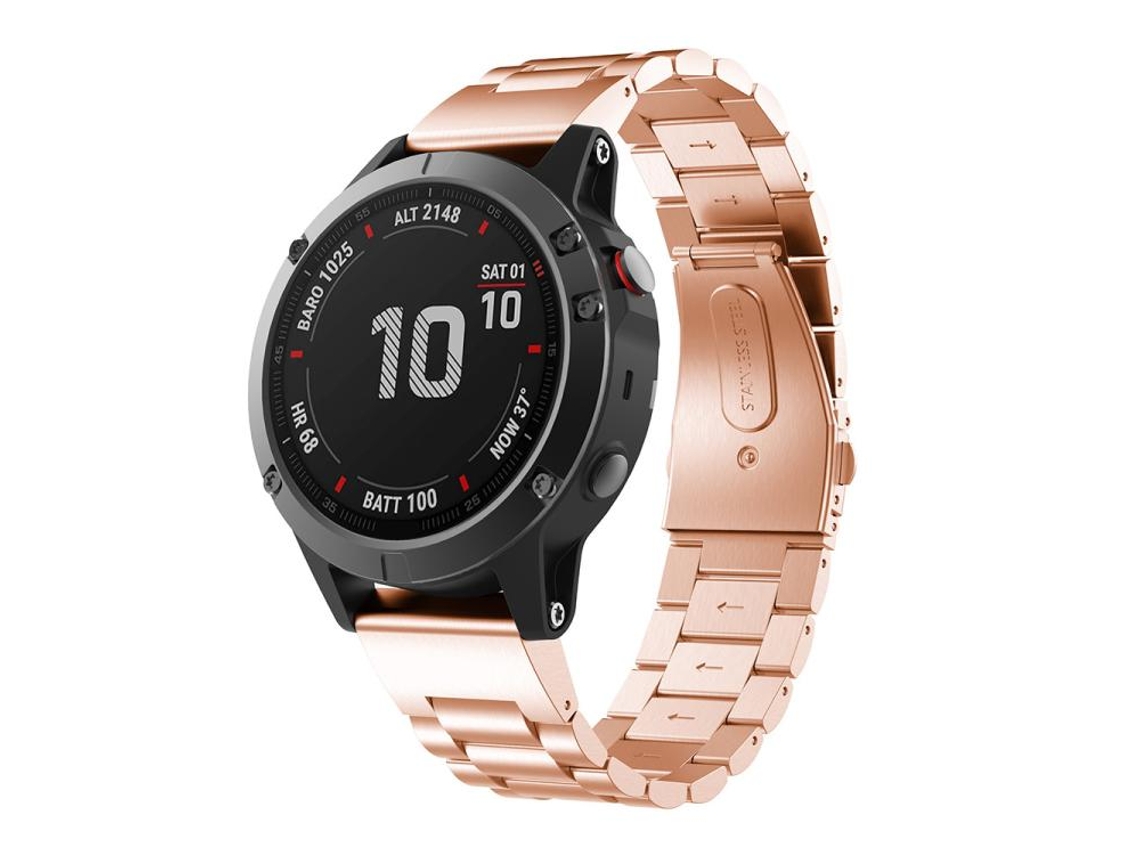 Bracelete para Garmin Fenix 8 / 7x / 6x / 5x metal com liberação rápida e três contas ouro rosa XIAOMOYU (26mm)