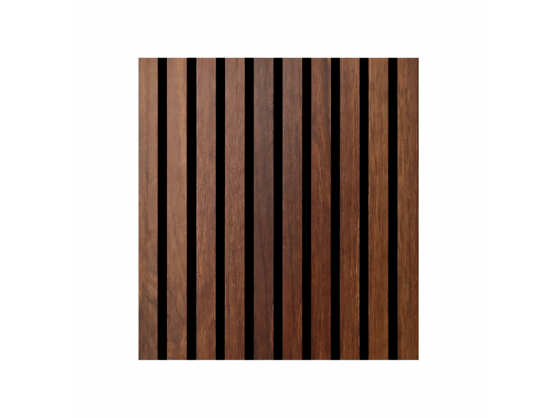 Painel Decorativo De Ripas Em Mdf Com Feltro Pet, Jogo De 12 Peças 60x60 Cm, Revestimento De Parede Com Absorção Acústica, Cor Noz Clara