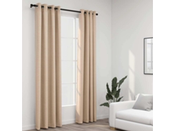 Vidaxl Cortinas Opacas Aspeto Linho C/ Ilhós 2 Pcs 140x225 Cm Bege