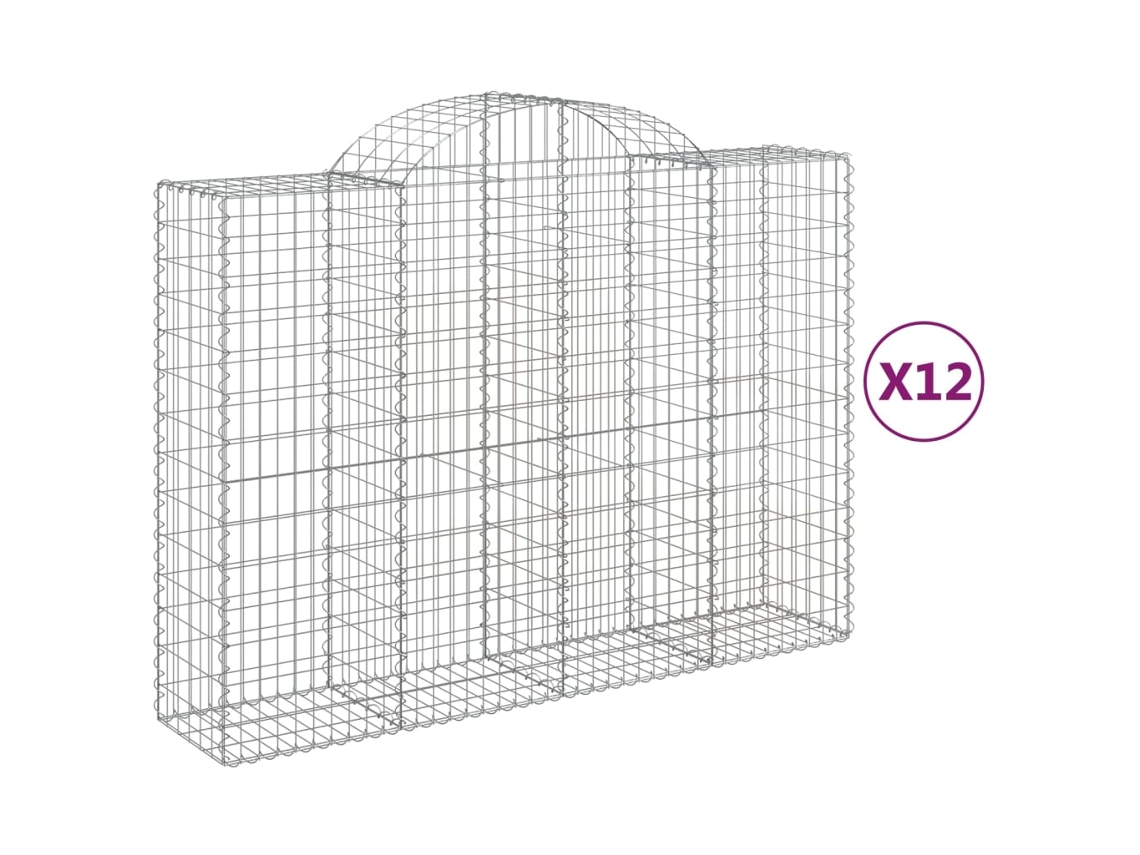 Gabion Basket, Gabion Baskets Vidaxl Prateado Ferro (200 X 50 X 140/160 Cm)