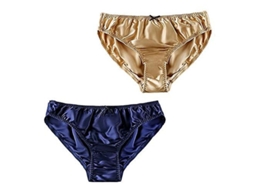 Braguitas de Seda para Mujer, 2pcs, Talla M-XXXL, Oro y Azul