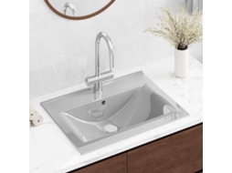 Vidaxl Lavatório Com Extravasamento 60x46x16 Cm Cerâmica Prateado