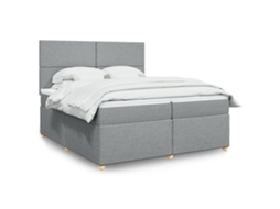 Vidaxl Cama Com Molas/colchão 200x200 Cm Tecido Cinza-claro