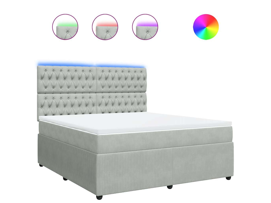 Cama com Molas e Colchão Veludo Cinzento Claro MAISON EXCLUSIVE (180x200 cm)