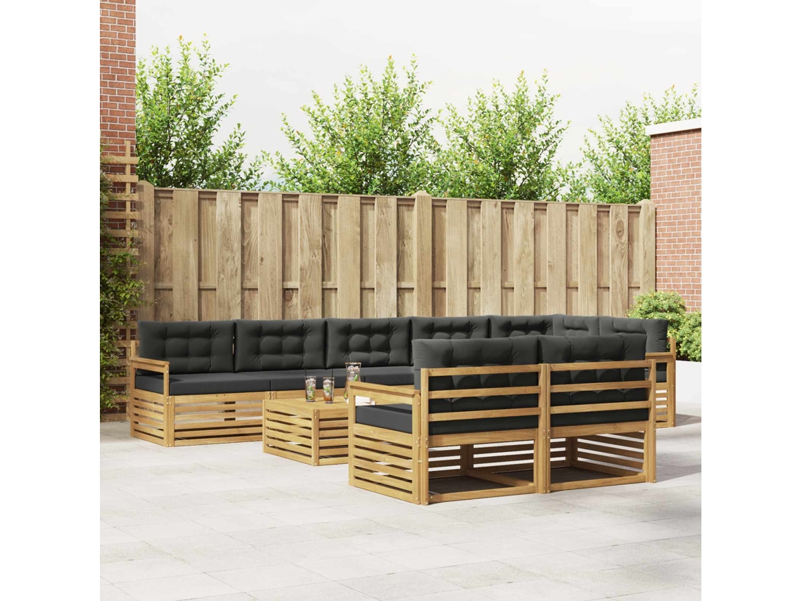 Vidaxl Conjunto De Sofás Para Exterior 9 Unid. Branco E Antracite