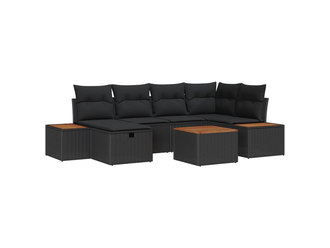Maison Exclusive - Conjunto De Sofá De Jardim 7 Pcs Preto 55 X 62 X 69 Cm