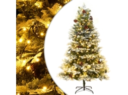 Vidaxl Árvore De Natal Com Pinhas Pré-iluminada 195 Cm Pvc E Pe Verde
