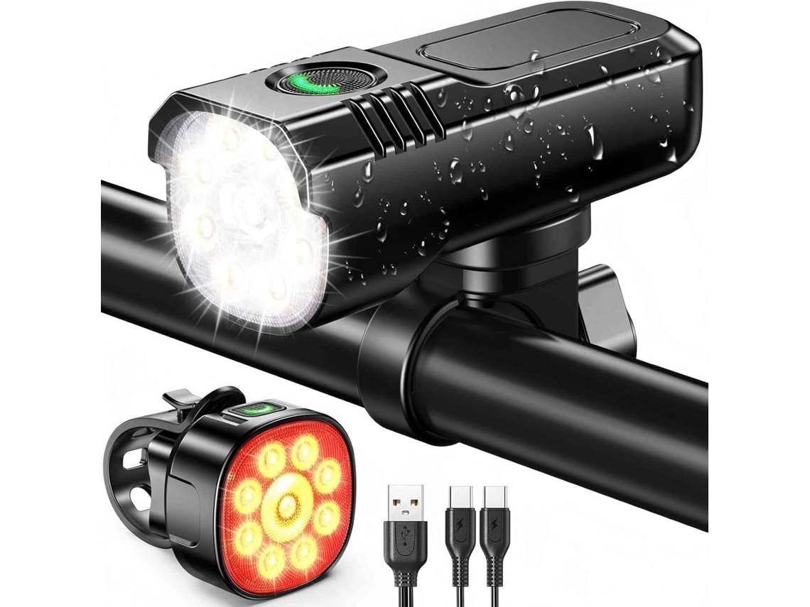 Luzes Dianteiras E Traseiras Para Bicicleta, 8+7 Modos De