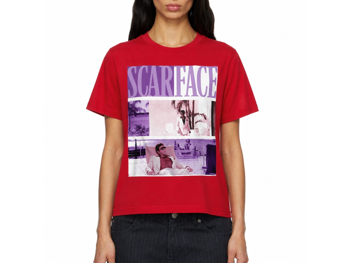 Rockinstone Scarface Movie Miami Solid Red Adult T-shirt Size:m