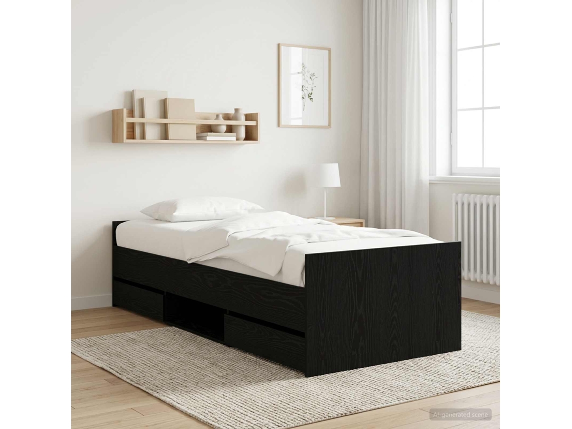Vidaxl Estrutura Da Cama Carvalho Preto Derivados De Madeira