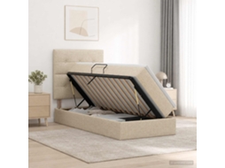 Vidaxl Cama Com Arrumação E Colchão Creme 90 X 200 Cm Tecido
