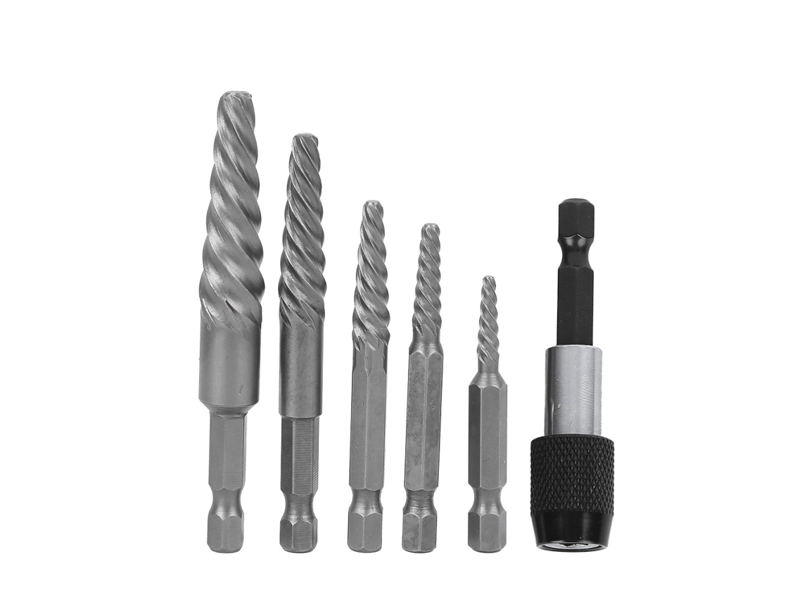 Conjunto De 6 Extratores De Parafusos Quebrados Com Haste Hexagonal E Dentes Grossos Para Remoção De Parafusos Danificados