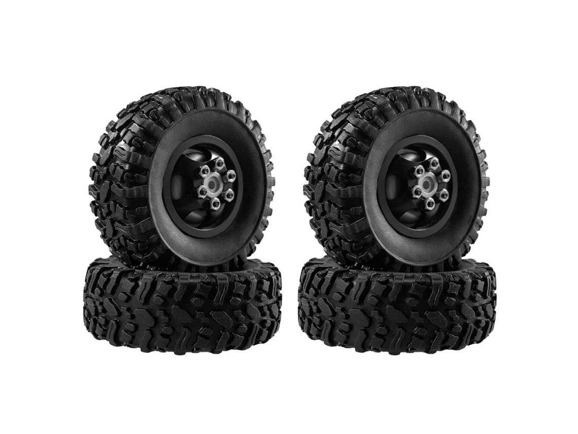 Conjunto 4 Rodas e Pneus Metal Prateado Toyota Land Cruiser Mn82 Lc79 Mn78 Wpl D90 D91 D96 99s 1/12 Rc Peças MDUG
