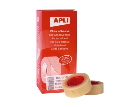 apli pack de 8 cintas adhesivas transparente 19 mm x 33 m - 11328