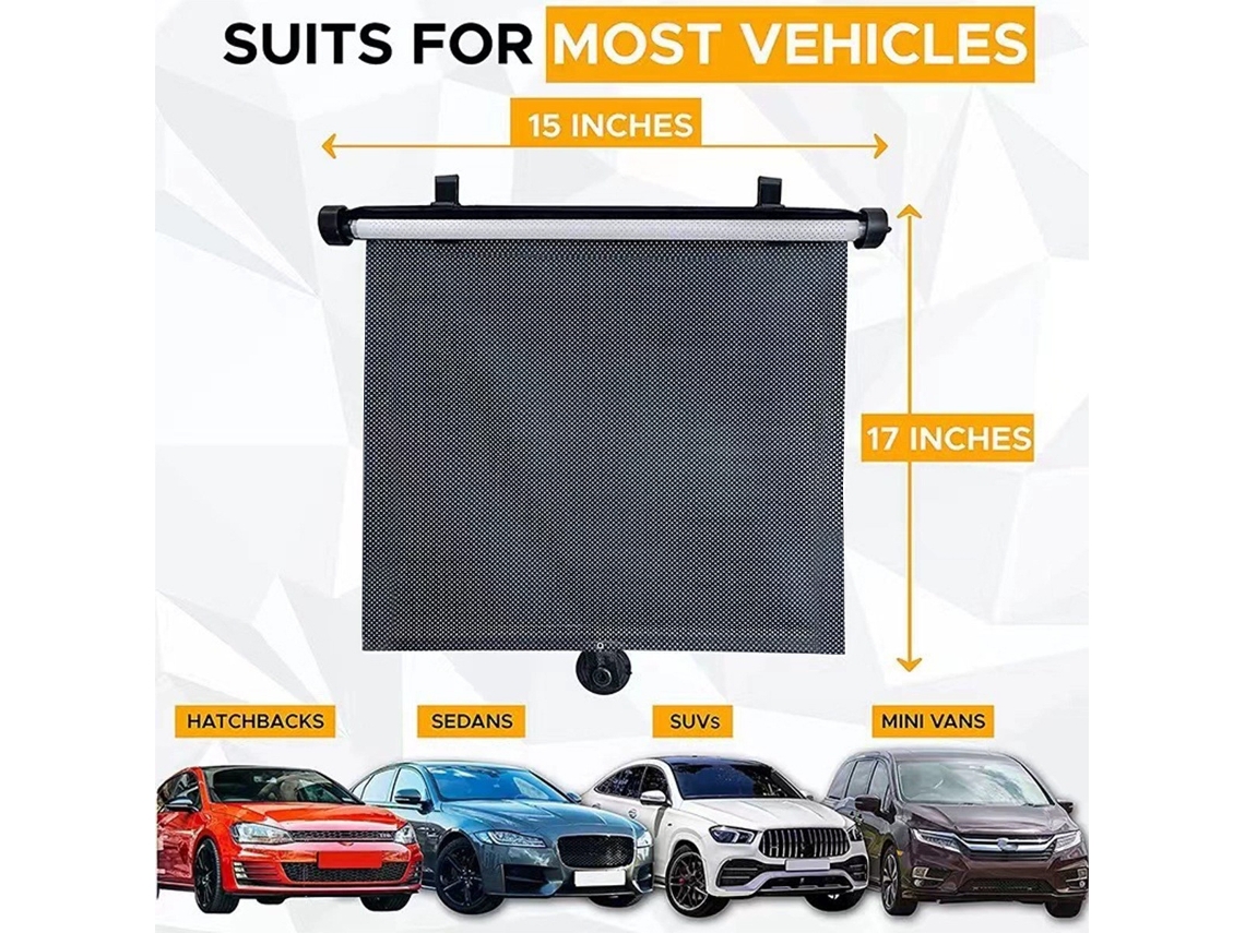 Kit 2 cortinas retráteis janela carro anti UV ventosa ajuste privacidade calor YANYXR