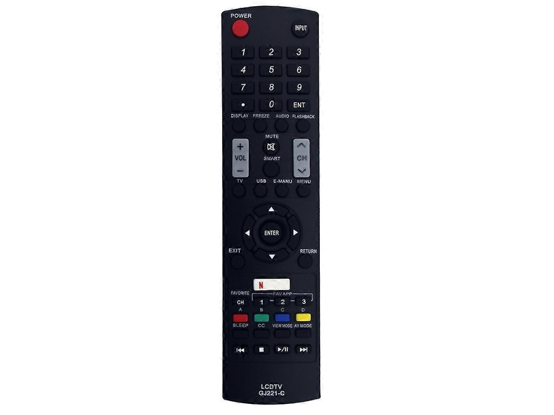 Controle Remoto Gj221-c De Substituição Para Tvs Sharp Lc32le653u, Lc40le653u, Lc43le653u, Lc-43le653u, Lc-48le653u E Lc55le653u.