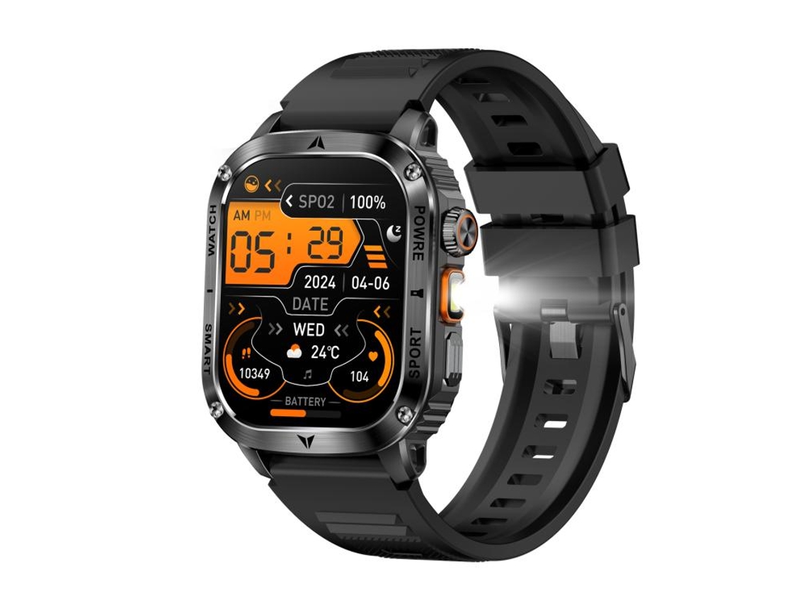 (silicone Preto + Preto) Relógio Esperto, Oxigênio Do Sangue Do Apoio/pressão Arterial/frequência Cardíaca/monitoração Do Exercício