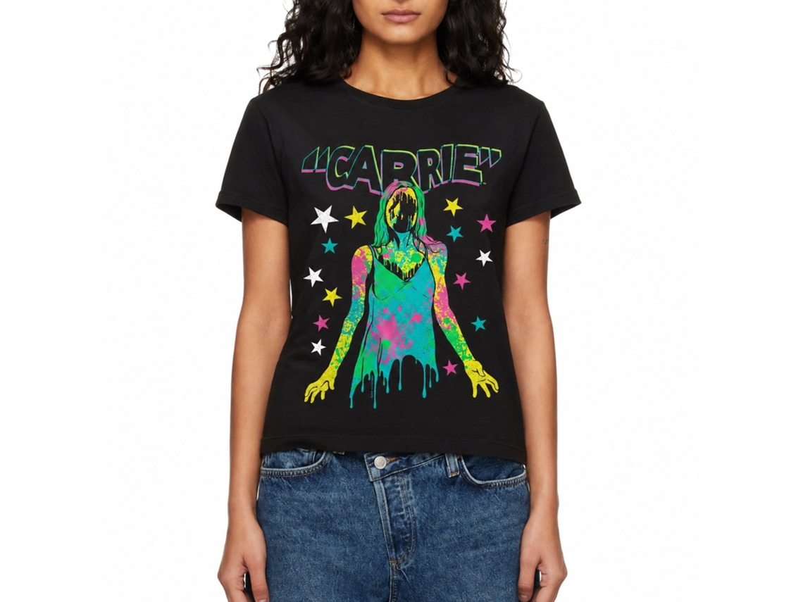 Rockinstone Carrie Color And Splatter Black Adult T-shirt Size:xxl