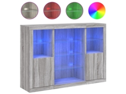 Conjunto de 3 aparadores MAISON EXCLUSIVE com LEDs derivados da Madeira Cinzento Sonoma