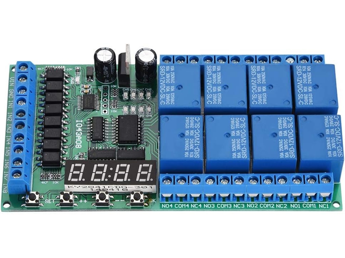 Módulo Temporizador De Relé Digital 8 Canais 12 V Design Atraente.