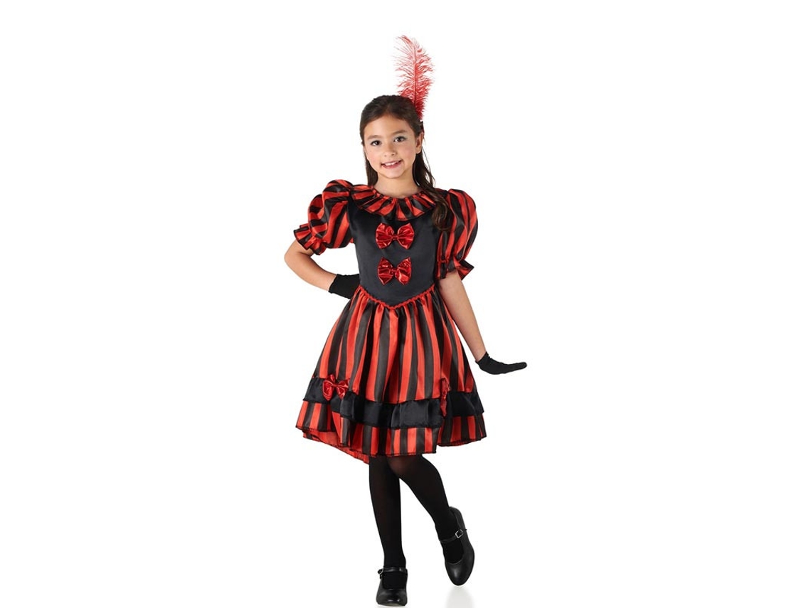 Fato de Can Can Dancer vermelho e preto para menina