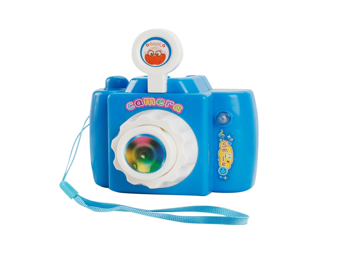 Mali brinquedo de Câmera Mini Azul de Plástico para Crianças com Lente Esticável e Som de Obturador