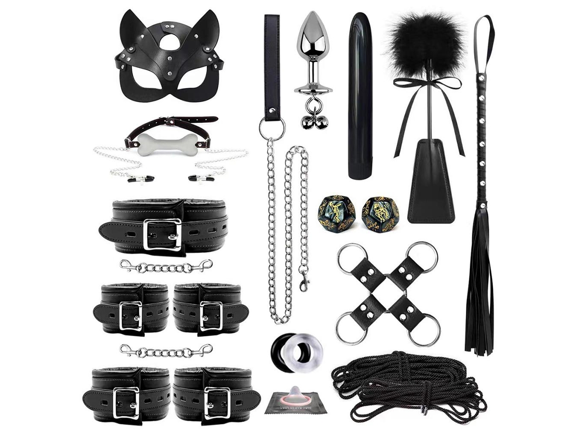 Conjunto Juego Sm De Cuero Pu Para Parejas Adultas 22 Piezas Para Juegos Eróticos