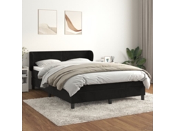 Cama com molas/colchão 140x200 cm veludo preto