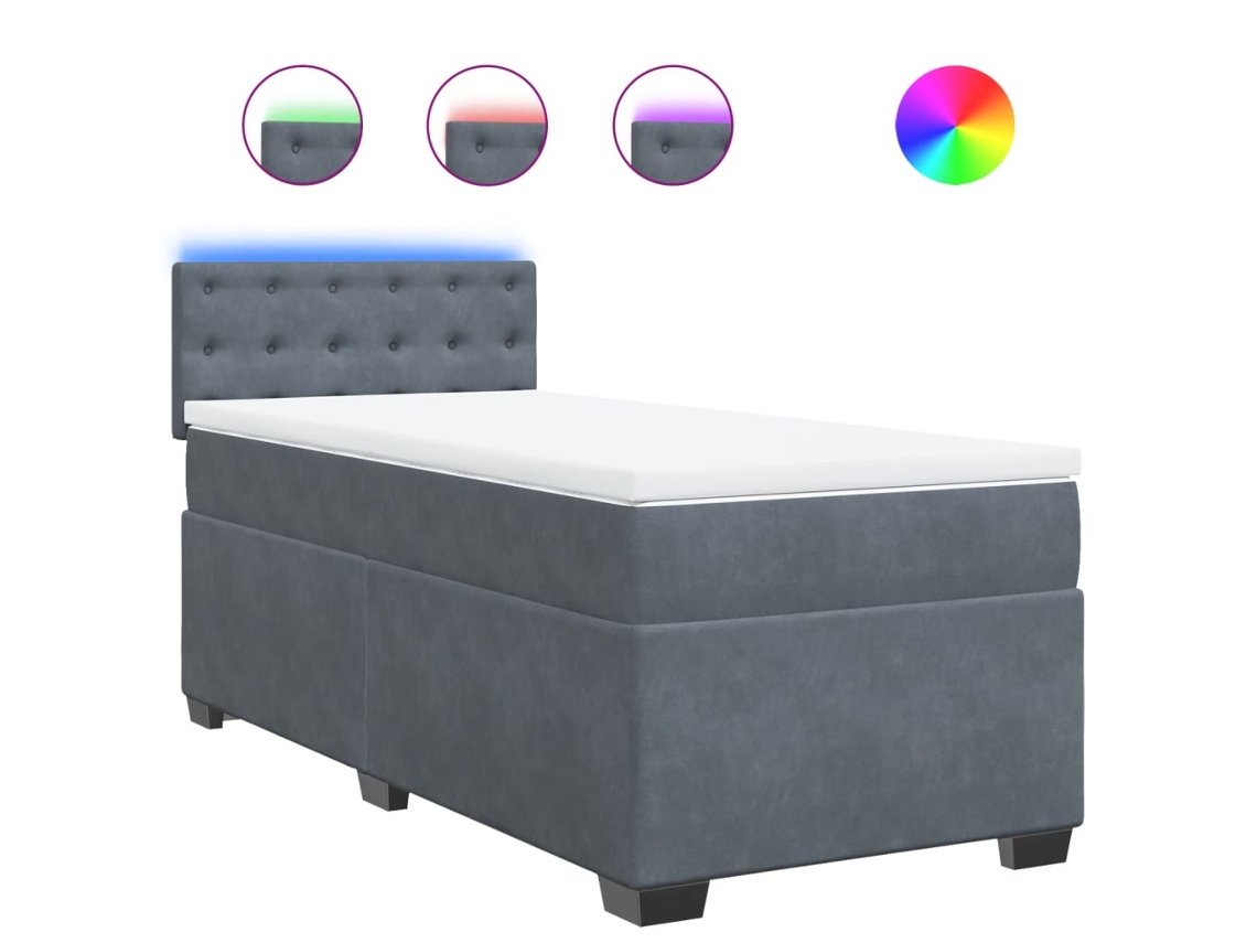 Box Spring Bed, Box Spring Beds Vidaxl Cinzeto Veludo (90 X 190 Cm)