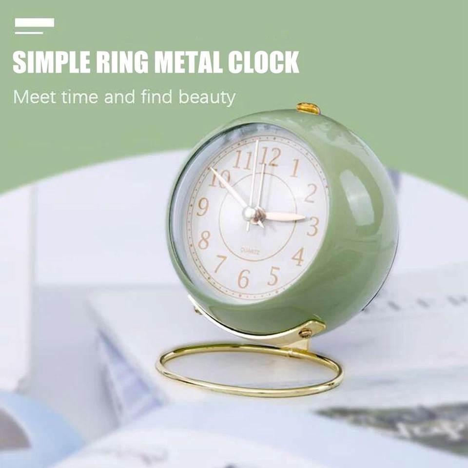 Relógio Despertador Decorativo De Metal Para Quarto, Relógio De Mesa Decorativo Para Casa, Enfeites De Mesa Verde SUNNY SPACES