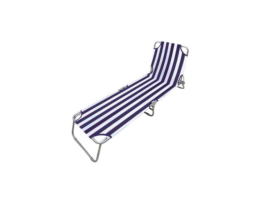 Ligstoel MARBUENO Riscas Azul Branco (187 x 24 x 55 cm)