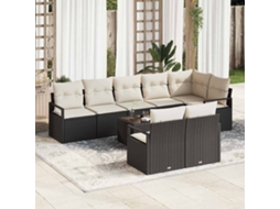 Vidaxl Conjunto De Sofás Com Almofada 9 Pcs Preto Vime Pe