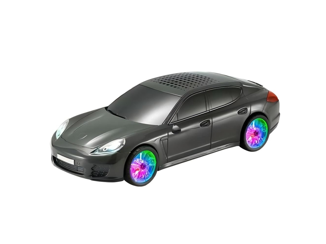 Coluna Bluetooth Carro Com Luzes Led Disco - 5w Output - Suporta Usb/tf Card/fm - Cinza