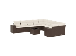 Conjunto de 11 Sofás de Jardim C/ Almofadões Vime Pe Castanho MAISON EXCLUSIVE (11 pcs)