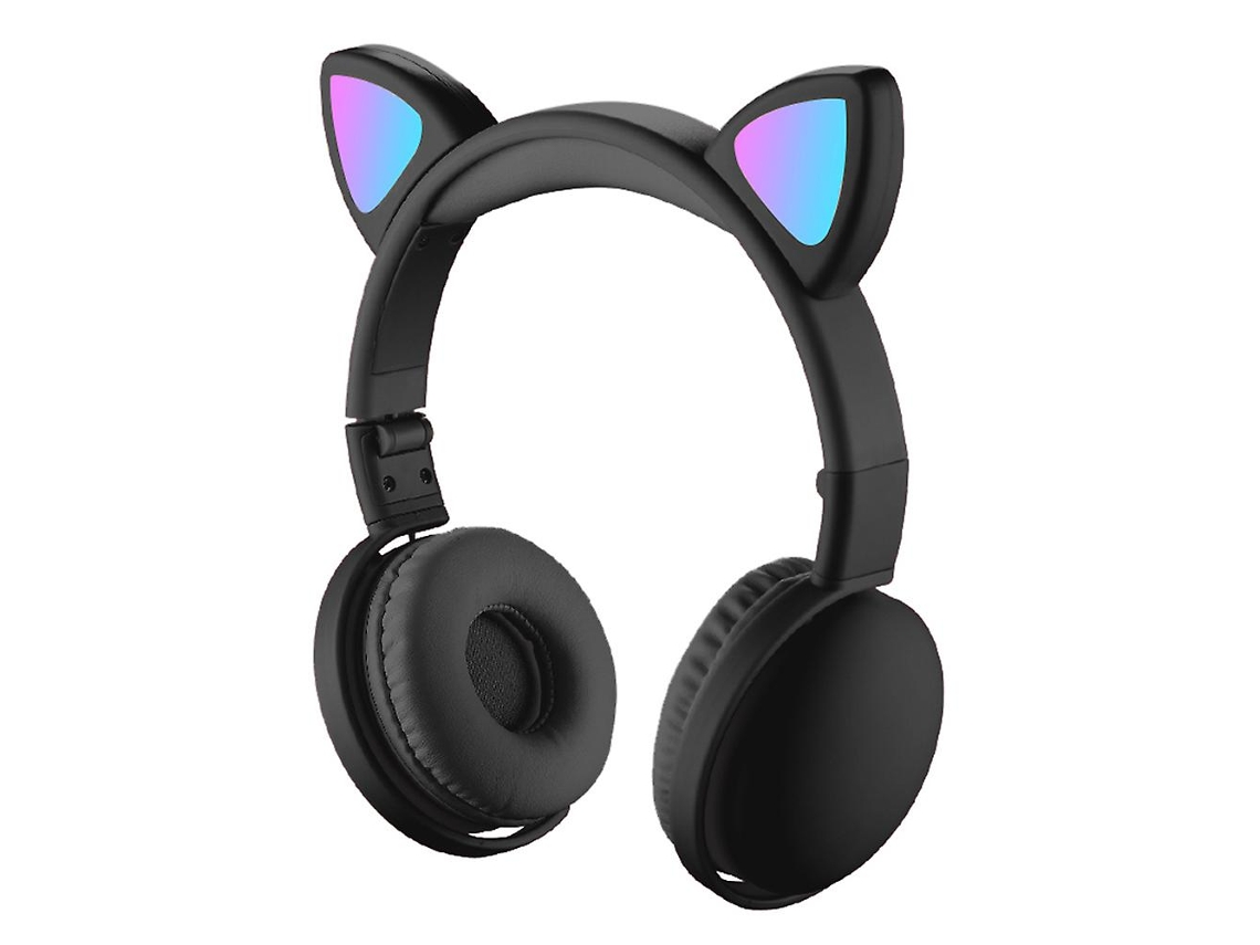 Auscultadores Bluetooth  Cat Ear Led Glowing Black