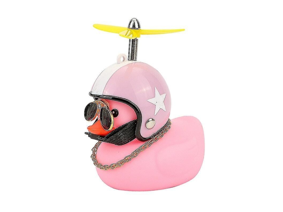 Adorno Para Carro Pato Rosado Cute Com Capacete Óculos Cadeia Suave Sonoro Acessório Interior De Carro